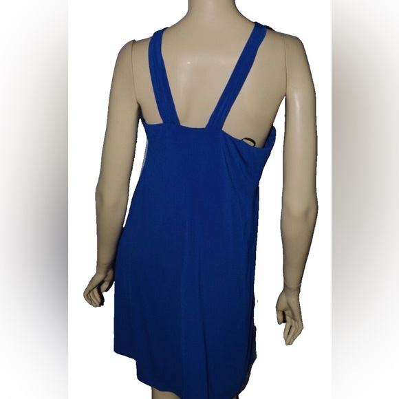 LAUNDRY DESIGN NEW $185 NWT SZ 8 M MEDIUM COBALT BLUE STRETCHY HALTER MINI DRESS - Picture 4 of 6